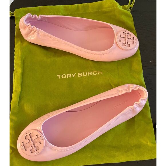 Tory Burch Minnie Travel Ballet Flats In Petunia Size 10 - Picture 4 of 7